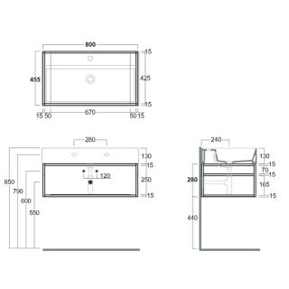 Консоль под раковину Simas Agile 80 AGSS81 Черная матовая